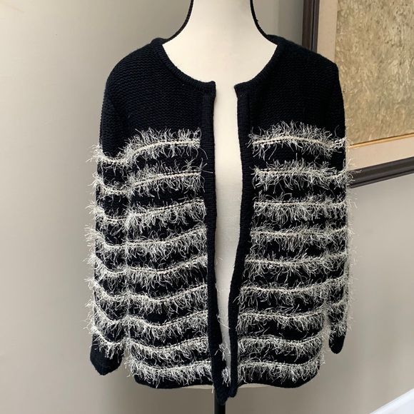 DEX open cardigan eyelash knit 3/4 sleeve soft - Picture 2 of 10